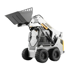 Isolated skid steer loader with raised bucket isolated illustration on transparent background