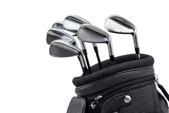 Golf clubs in a black bag - Powered by Adobe