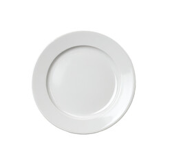 A blank, round, white dinner plate