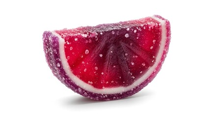 One red jelly candy slice isolated on transparent background