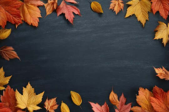 Black School Board with Autumn Leaves