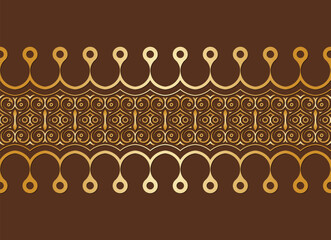 Golden Brown Ethnic Ornamental Border Pattern