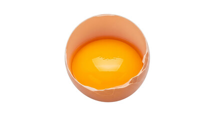 Egg yolk in shell fresh ingredient for breakfast recipe food on transparent background