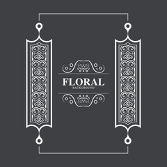 Elegant Decorative Floral Frame Ornament with Geometric Pattern Border Design