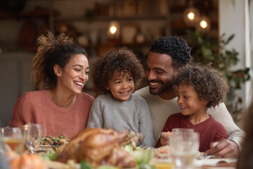 Joyful Multicultural Family Thanksgiving Dinner Celebrations