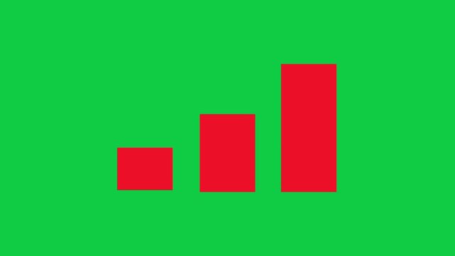 Red increasing motion animation on a green screen background, ideal for chroma key editing, progress visuals, growth indicators, and modern motion graphic design projects.