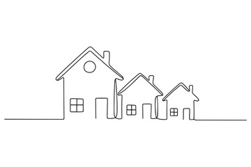 Single one line drawing consumers buy houses on account. Bank concept. Continuous line draw design. one line Icon drawing with white background