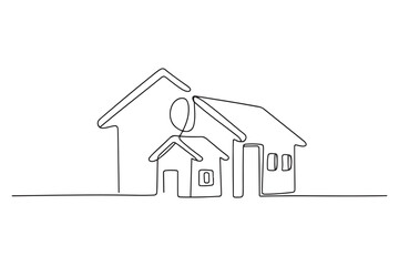 Single one line drawing consumers buy houses on account. Bank concept. Continuous line draw design. one line Icon drawing with white background