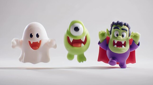Cute Halloween Monsters: Ghost, Cyclops, Vampire Toys for Holiday Season