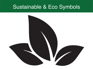 Eco Green Three Leaves Cluster Symbol Design Vector Illustration