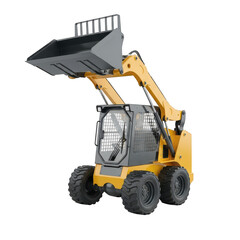 Isolated yellow skid steer loader on background isolated illustration on transparent background