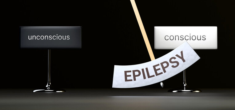 Epilepsy cycles between unconscious and conscious. Visualizing a repeated pattern of Epilepsy that swings between extremities: unconscious and conscious. ,3d illustration