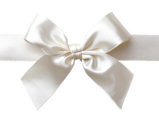 Naklejka premium Elegant cream-colored satin ribbon bow atop a wide ribbon