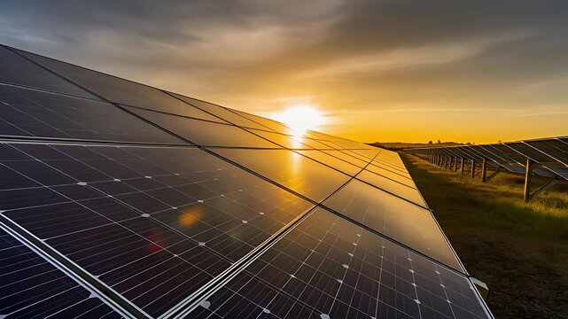 Time-lapse of solar panels tracking the sun