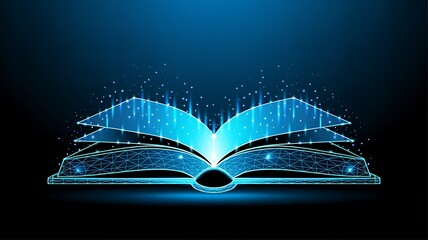 Glowing Geometric Digital Book Opening with Particles and Light Rays technology education