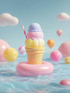Ice Cream Shaped Float on Water