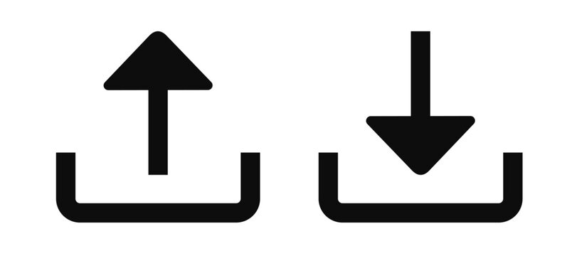 Upload and download icons, arrow upload and download symbols