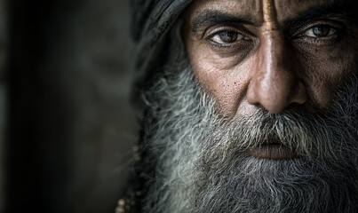 Sadhguru portrait showing wisdom, spirituality, focus, and ancient indian tradition