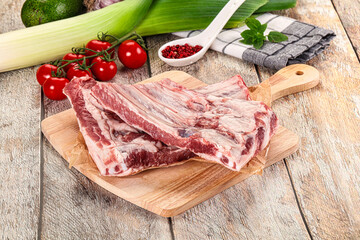 Raw pork ribs for cooking