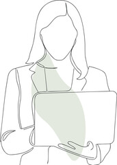 Woman holding laptop computer technology business