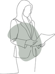 Woman in suit holding document paper