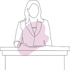 Woman in blazer at desk writing paper