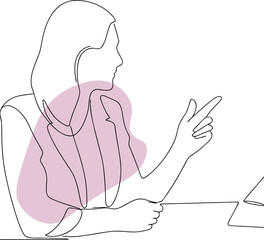 Woman pointing finger in discussion profile