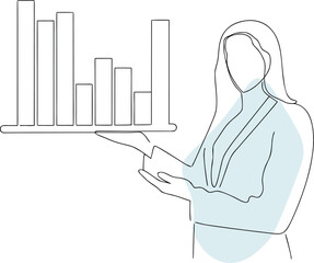 Woman presenting bar chart data visualization