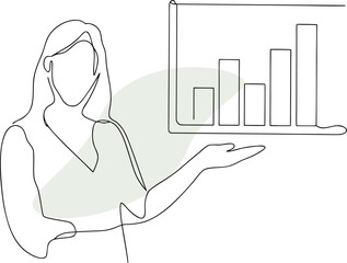 Woman presenting bar chart growth presentation data