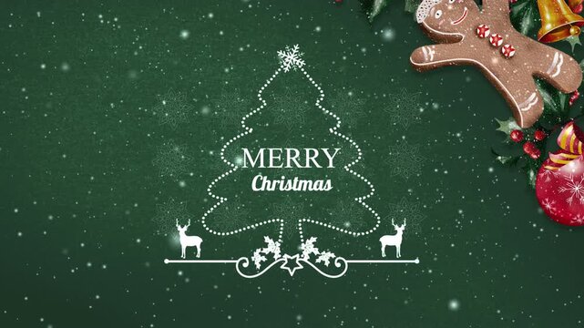 Animated Merry Christmas Greeting with Festive Tree and Snow.