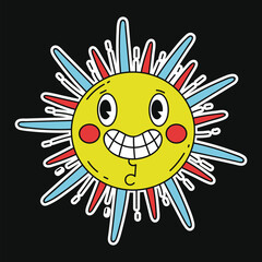 Sun character card concept. Vector graphic design element illustration