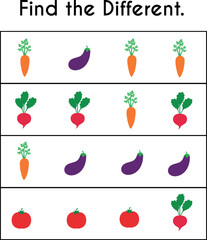 Match similar Picture. vector illustration. For pre school education, kindergarten and kids and children. Vegetable 