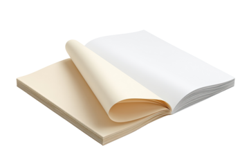 Open book, light beige pages, white inside