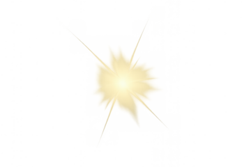 Glowing starburst light effect radiating energy with sparkling flares on transparent background