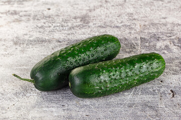 Ripe green raw two cucumbers