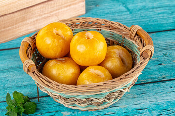 Raw ripe sweet yellow plums