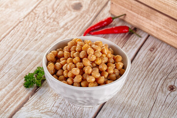 Boiled chickpea beans in the bowl