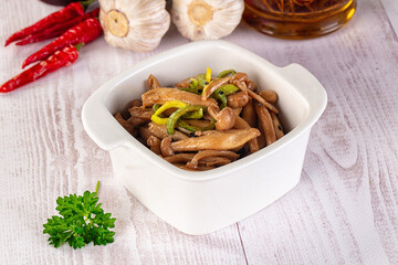Asian cuisine roasted enoki mushrooms