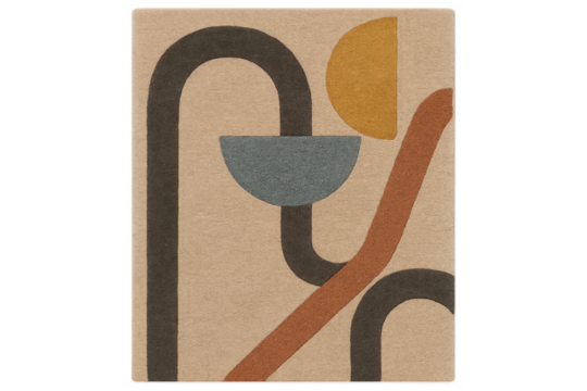 Modern abstract geometric rug with earth tones - Powered by Adobe
