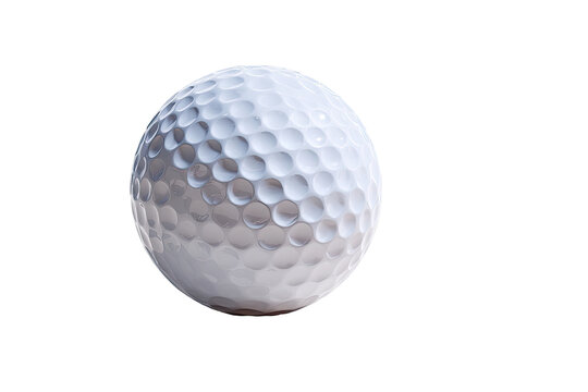 White golf ball, dimpled surface, close-up