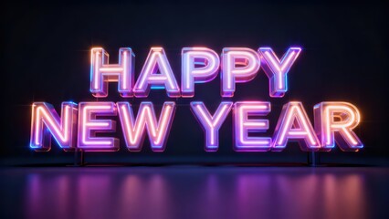 Naklejka premium Three dimensional glowing letters display celebratory greeting against a dark background