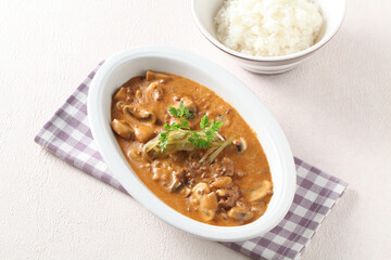 A Korean-style fusion beef stroganoff made with tender beef, mushrooms, and creamy sauce for a rich, savory flavor. Created by Master Chef Hanshunseop. Photographed in Korea.