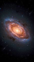 Naklejka premium Brilliant Spiral Galaxy with Glowing Core in Deep Outer Space