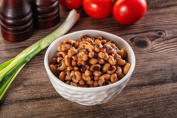Canned Black eye bean in the bowl