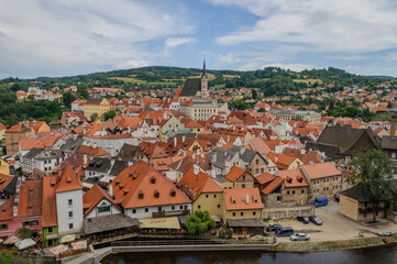 Obraz premium Český Krumlov Castle and Historic Townscape in Summer