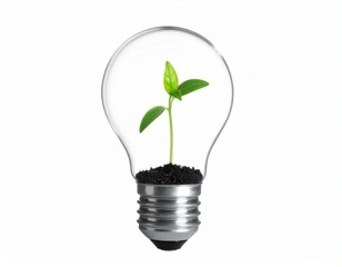 Green Sprout Growing Inside a Light Bulb: Eco-Friendly Innovation Concept