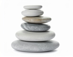 Fototapeta premium Stacked Zen Stones in a Pyramid of Balance and Harmony on White