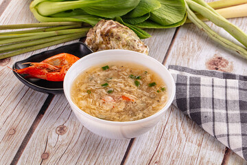 Asian soup with crab and prawn