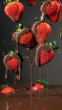 Fresh delicious strawberries in chocolate