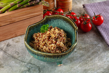 Boiled quinoa cereal in the bowl